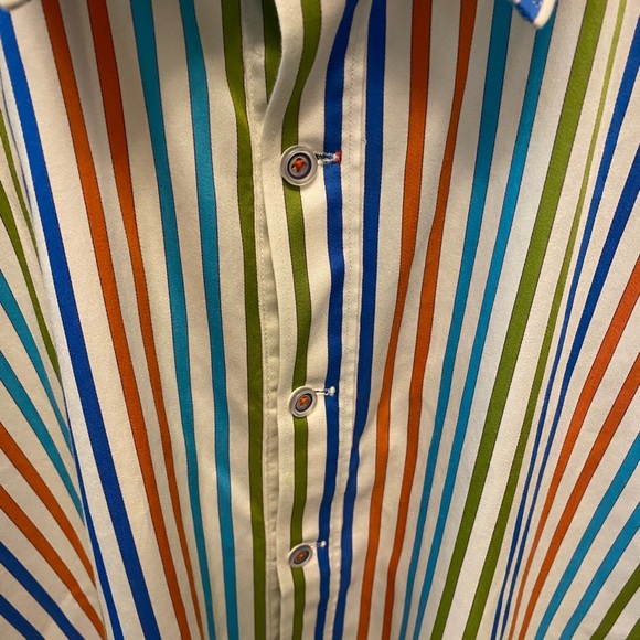 Mens Robert Graham Colorful Stripe Flip Cuff Button Down Shirt LS 2XL XXL - Picture 4 of 14